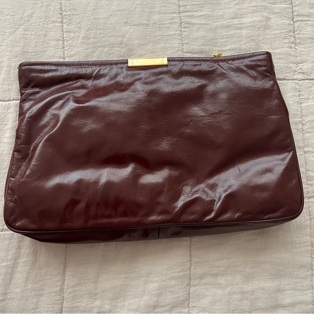 Vintage Brownish/Red Leather Clutch - Picture 3 of 6